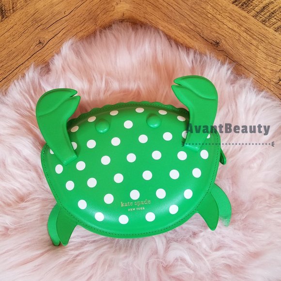 NWT Kate Spade Shelly Crab Novelty Crossbody Green White Polka Dots Purse - Picture 3 of 5